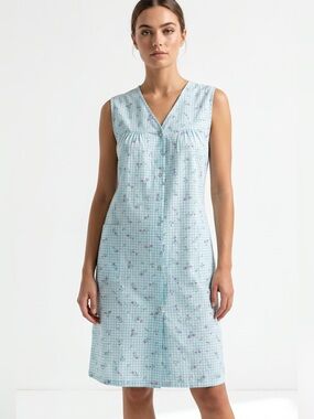 LOTI FASHION | Floral Pattern Button Up Night Gown 3X